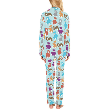 Bear Cute Pattern Print Design 03 Women's Long Pajama Set
