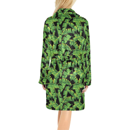 Banana Leaf Pattern Print Design 03 Women's Fleece Robe