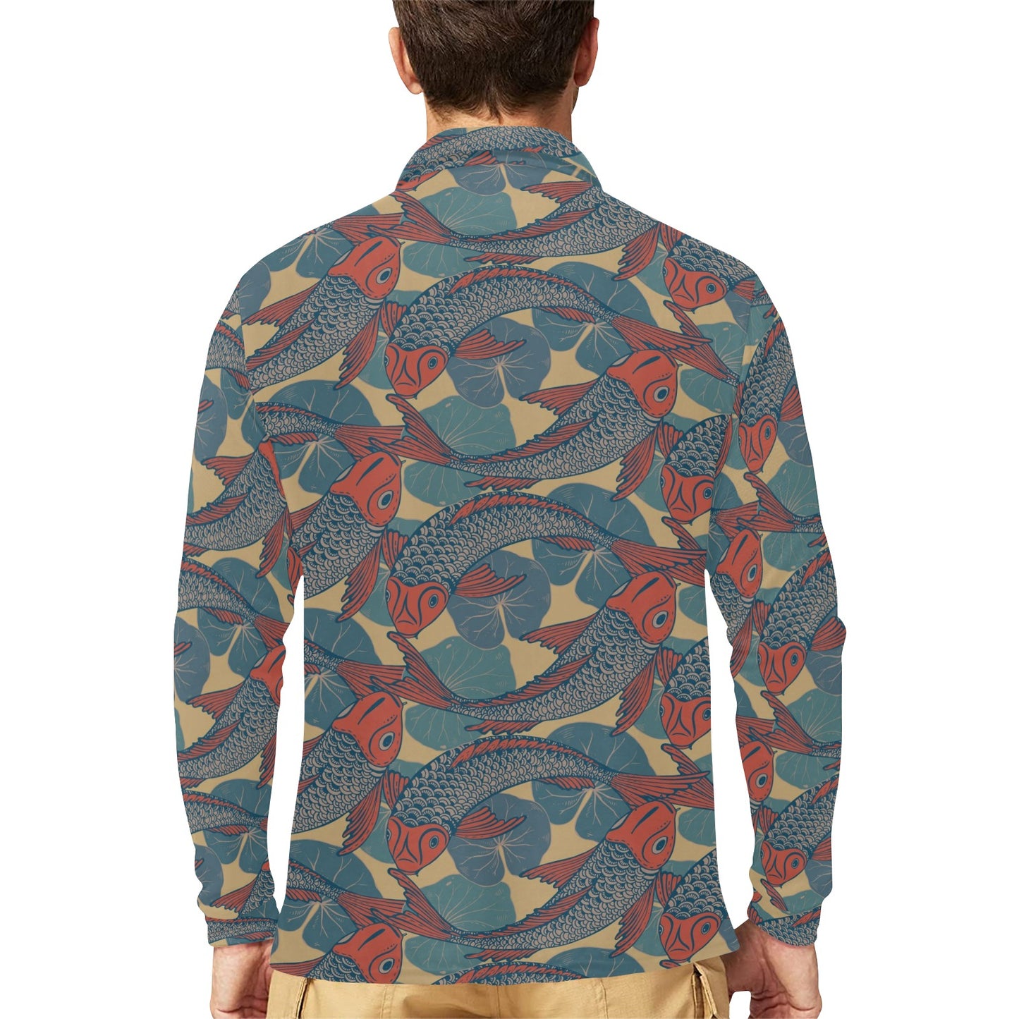 Pisces Pattern Print Design A01 Long Sleeve Polo Shirt For Men's
