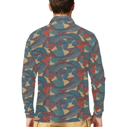 Pisces Pattern Print Design A01 Long Sleeve Polo Shirt For Men's