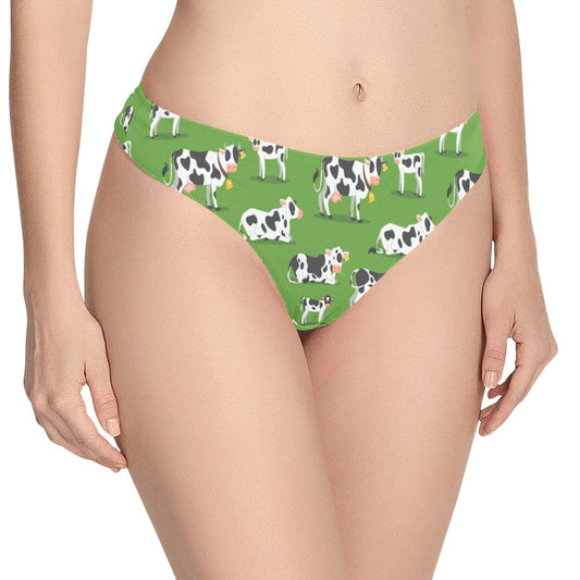 Cow Happy Print Pattern Women's Thongs