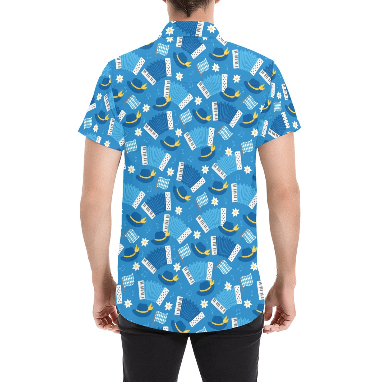 Accordion Print Design LKS401 Men Short Sleeve Button Up Shirt