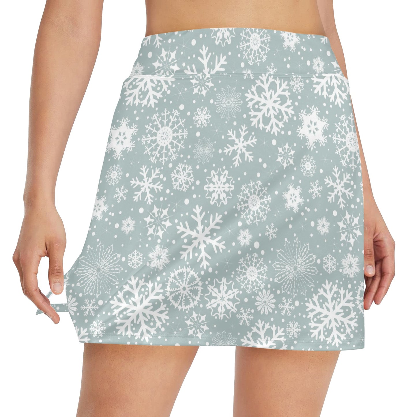 Snowflake Print Design LKS303 17" Golf & Pickleball Skort with Pockets