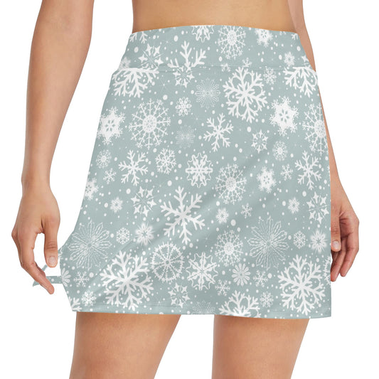 Snowflake Print Design LKS303 17" Golf & Pickleball Skort with Pockets
