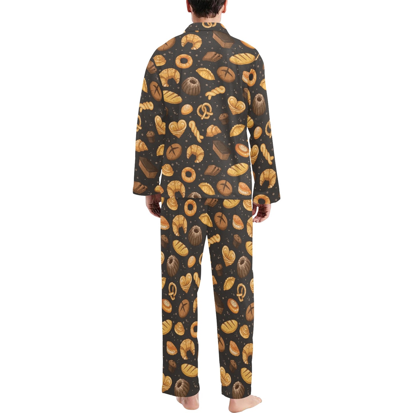 Bread Pattern Print Design 05 Men's Long Pajama Set