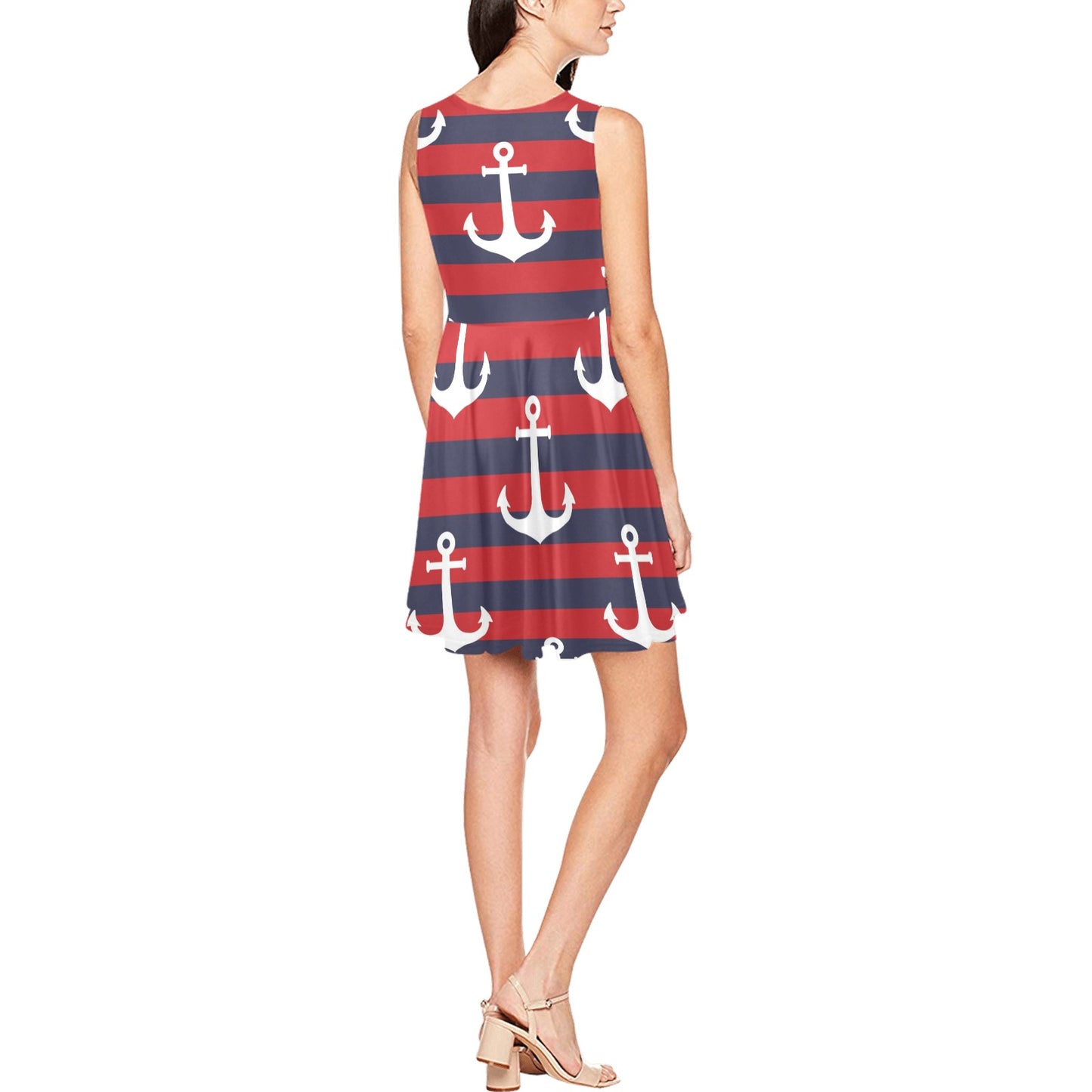 Nautical Pattern Print Design A05 Sleeveless Dress