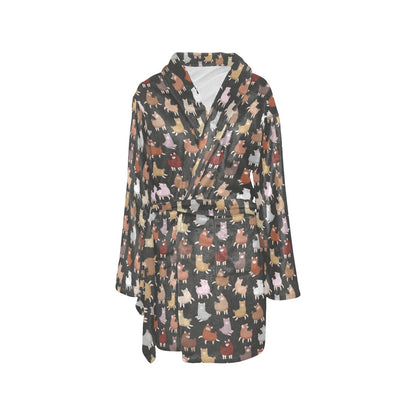 Alpaca Cute Design Themed Print Women's Fleece Robe