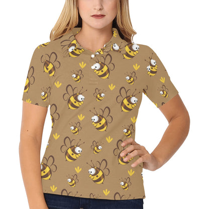 Bee Pattern Print Design BEE09 Women's Polo Shirt