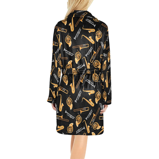 Jazz Pattern Print Design 01 Women's Fleece Robe