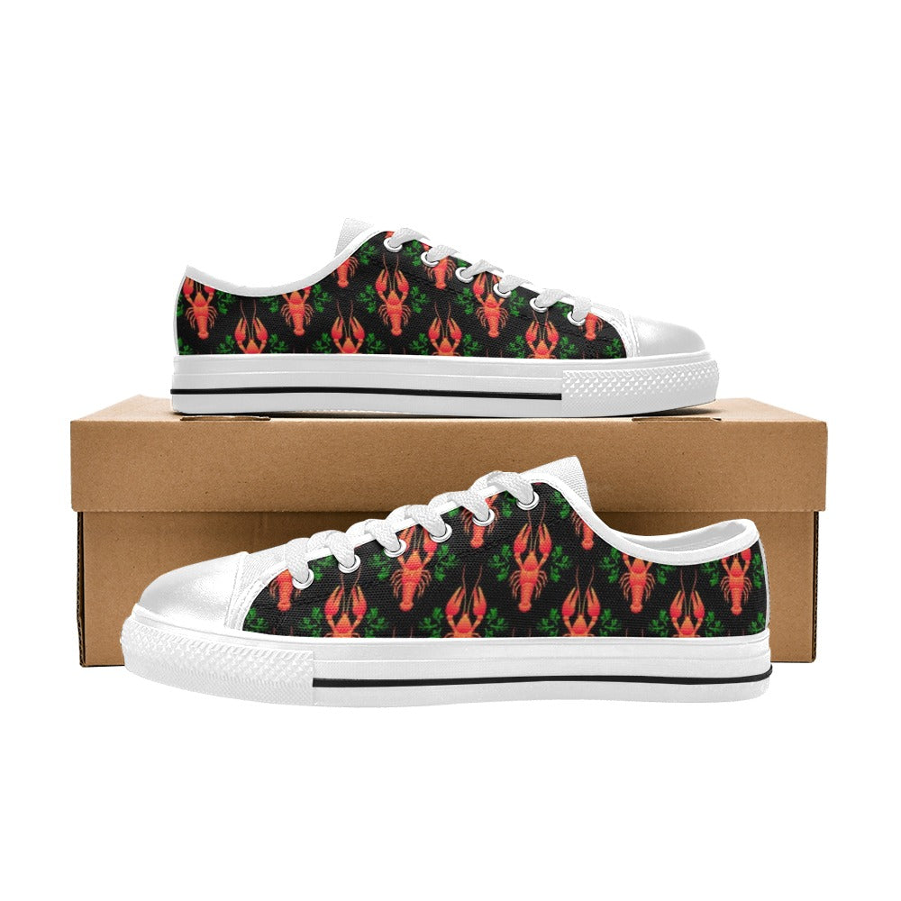 Lobster Print Design LKS403 Women's White Low Top Shoes