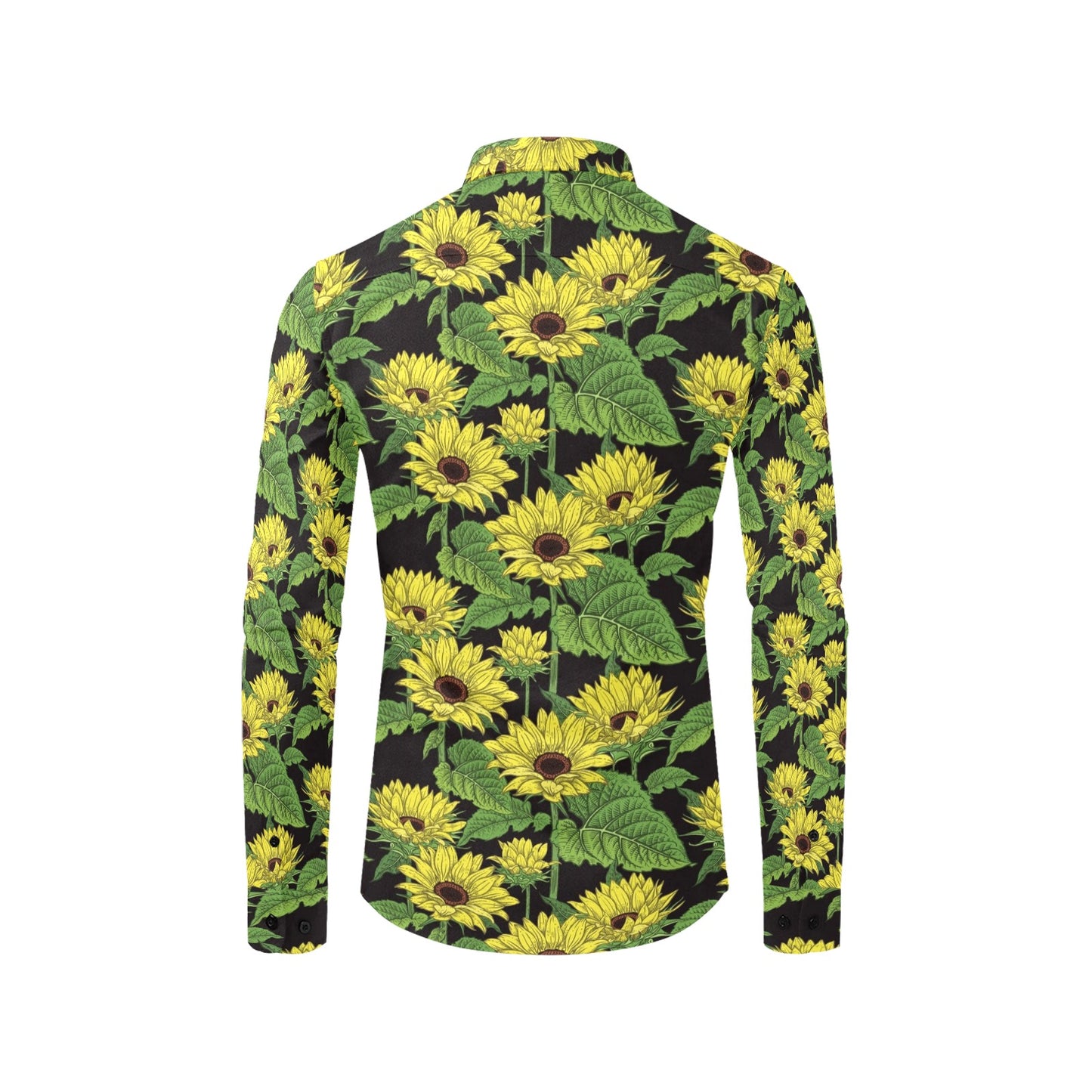 Sunflower Print Design LKS3010 Men's Long Sleeve Dress Shirt