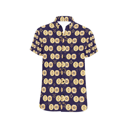Sakura Print Design LKS303 Men Short Sleeve Button Up Shirt
