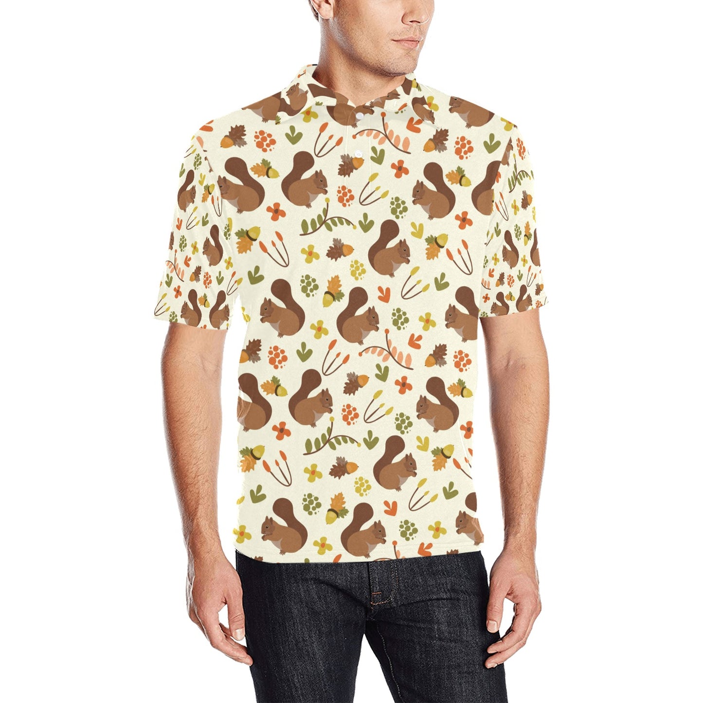 Squirrel Print Design LKS3010 Men Polo Shirt
