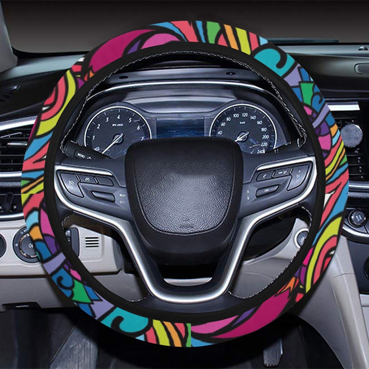 Trippy Print Design LKS302 Steering Wheel Cover with Elastic Edge