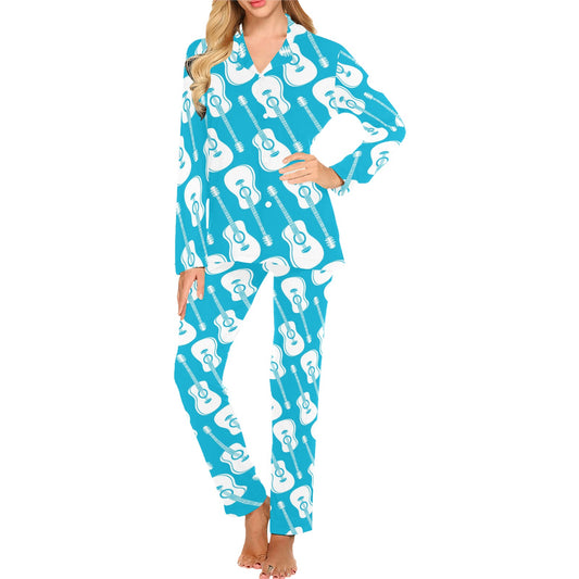 Acoustic Guitar Print Design LKS404 Women's Long Pajama Set