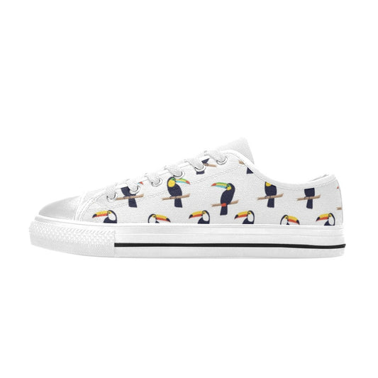 Toucan Print Design LKS305 Women's White Low Top Shoes