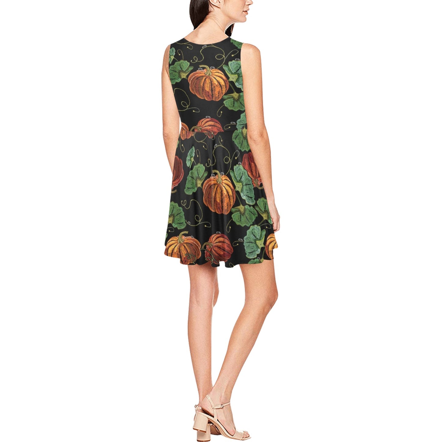 Pumpkin Pattern Print Design A02 Sleeveless Dress