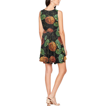Pumpkin Pattern Print Design A02 Sleeveless Dress