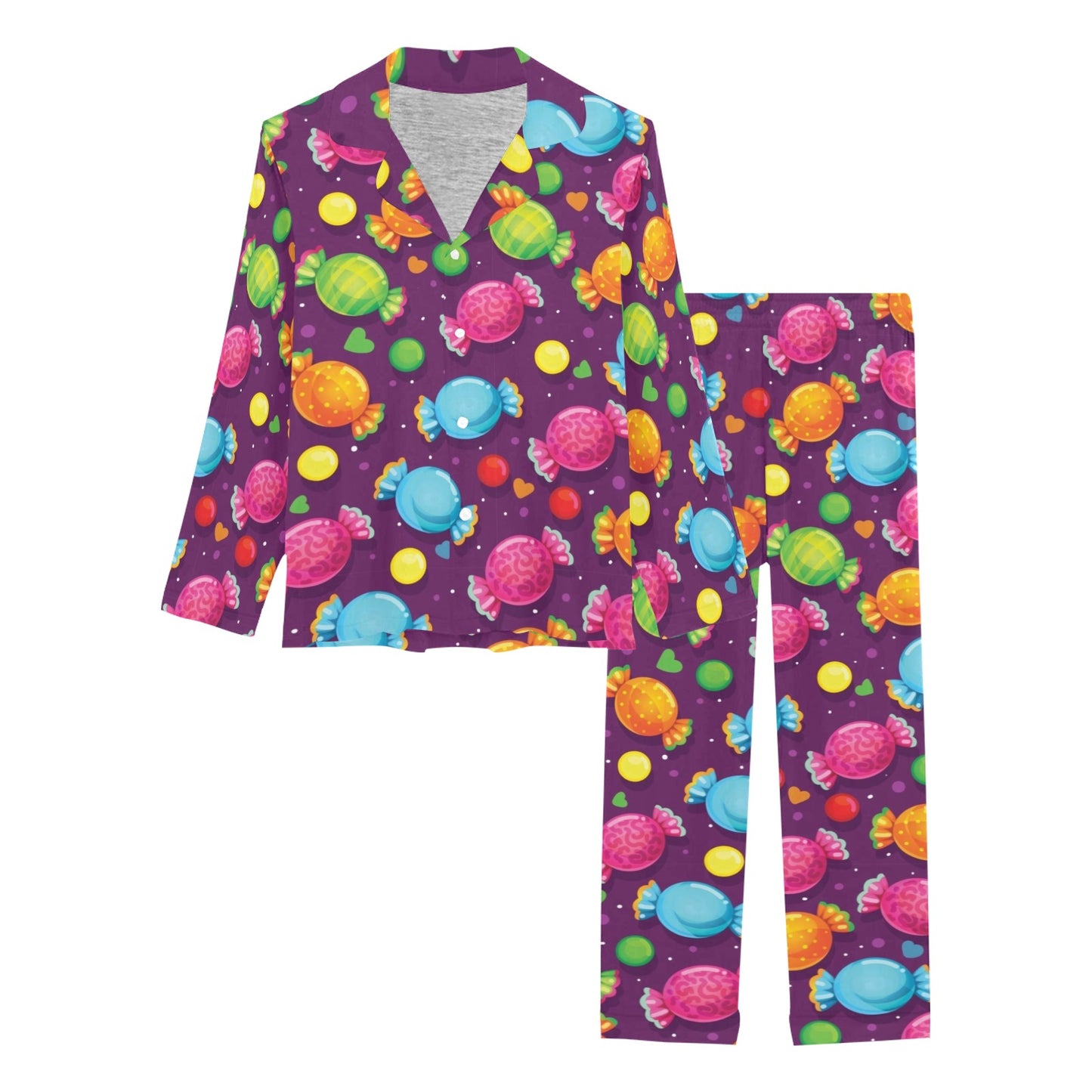 Candy Pattern Print Design CA05 Women's Long Pajama Set