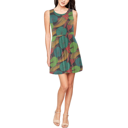KOI Fish Pattern Print Design 01 Sleeveless Dress