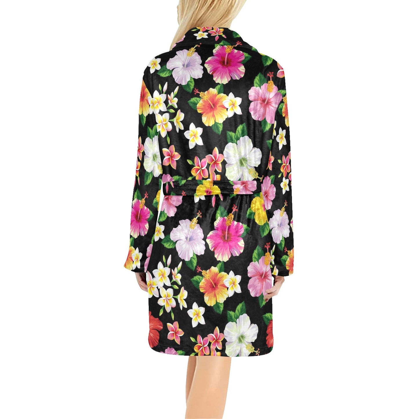 Hibiscus Pattern Print Design HB025 Women's Fleece Robe