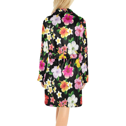 Hibiscus Pattern Print Design HB025 Women's Fleece Robe