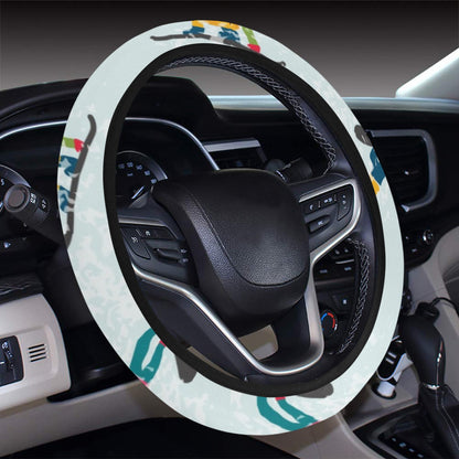 Snowboard Print Design LKS304 Steering Wheel Cover with Elastic Edge