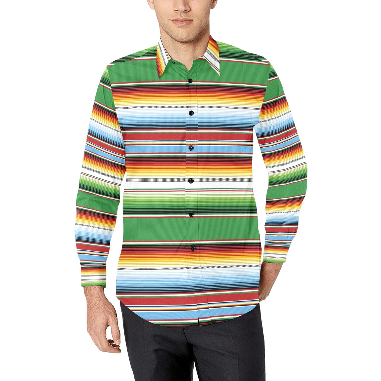 Serape Print Design LKS302 Men's Long Sleeve Dress Shirt