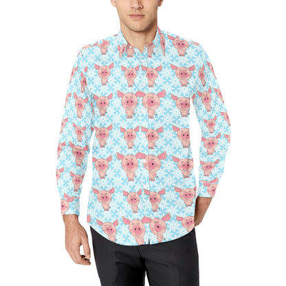 Pig Print Design LKS402 Men's Long Sleeve Dress Shirt