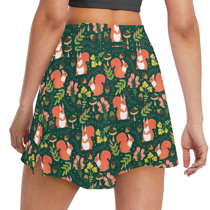 Squirrel Print Design LKS302 17" Golf & Pickleball Skort with Pockets