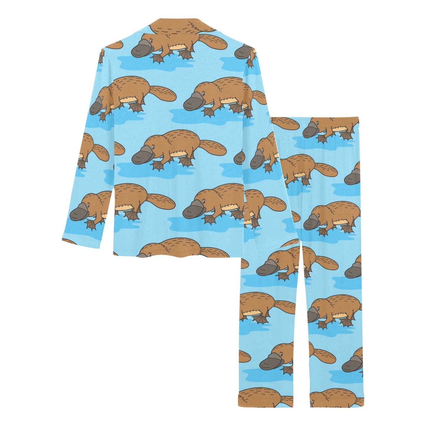 Platypus Pattern Print Design A02 Women's Long Pajama Set