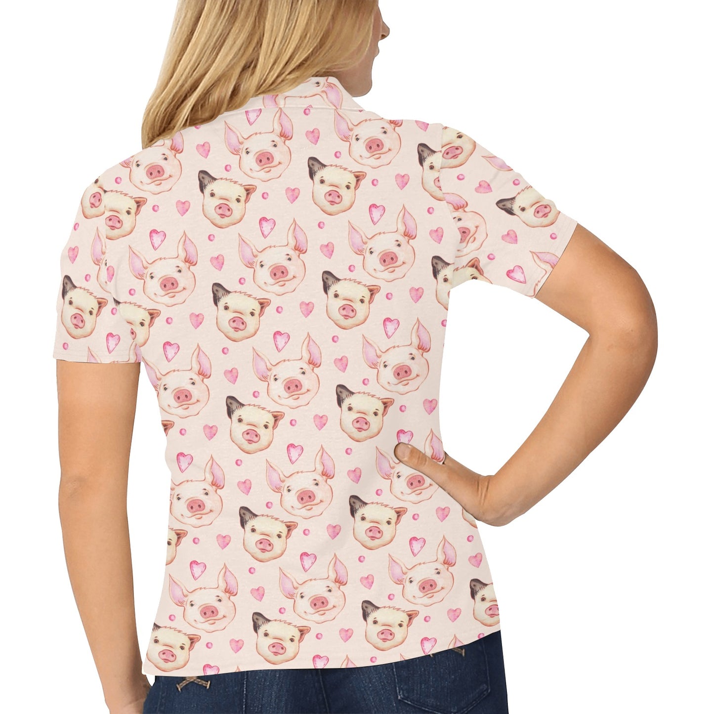 Pig Print Design LKS406 Women's Polo Shirt