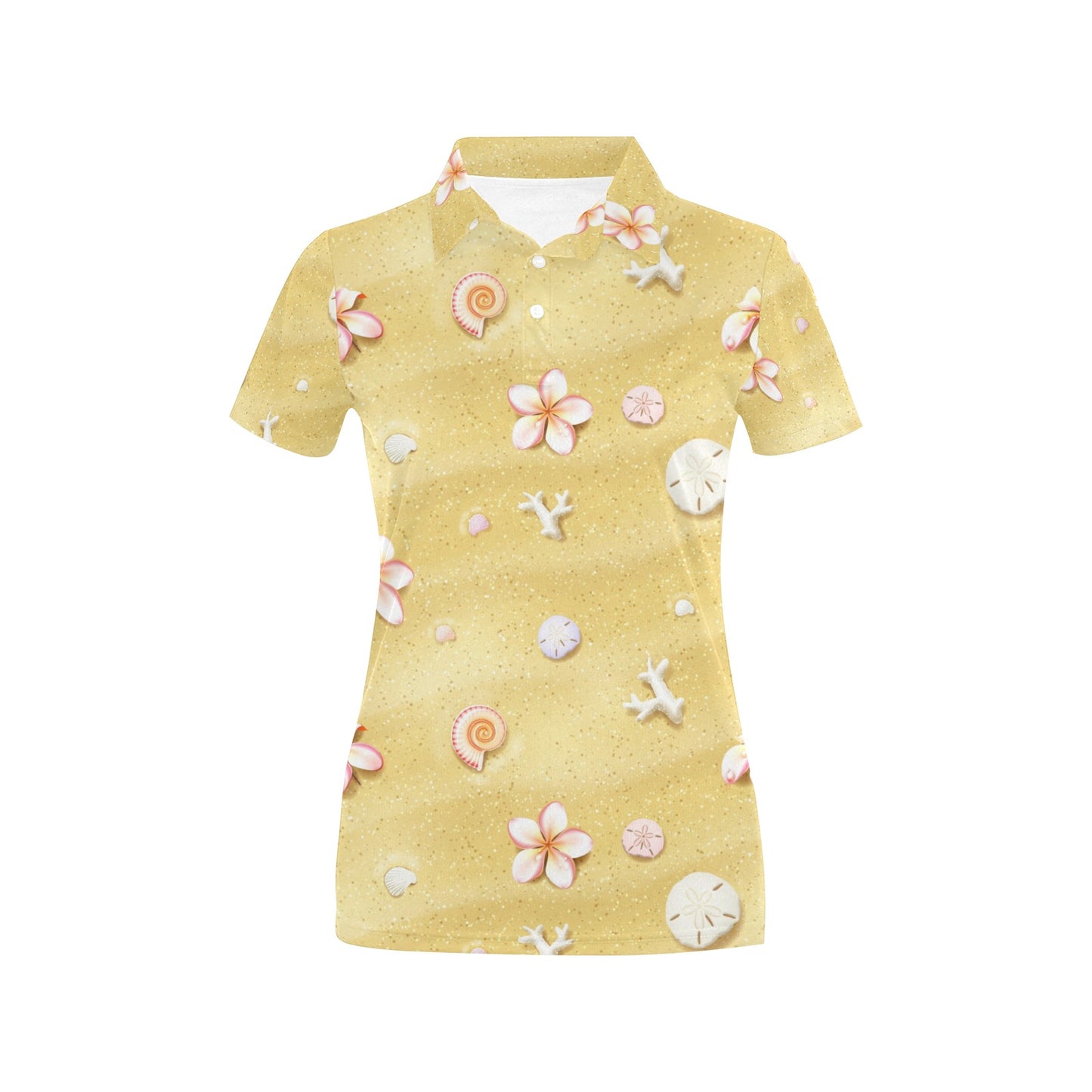 Beach Theme Print Women's Polo Shirt