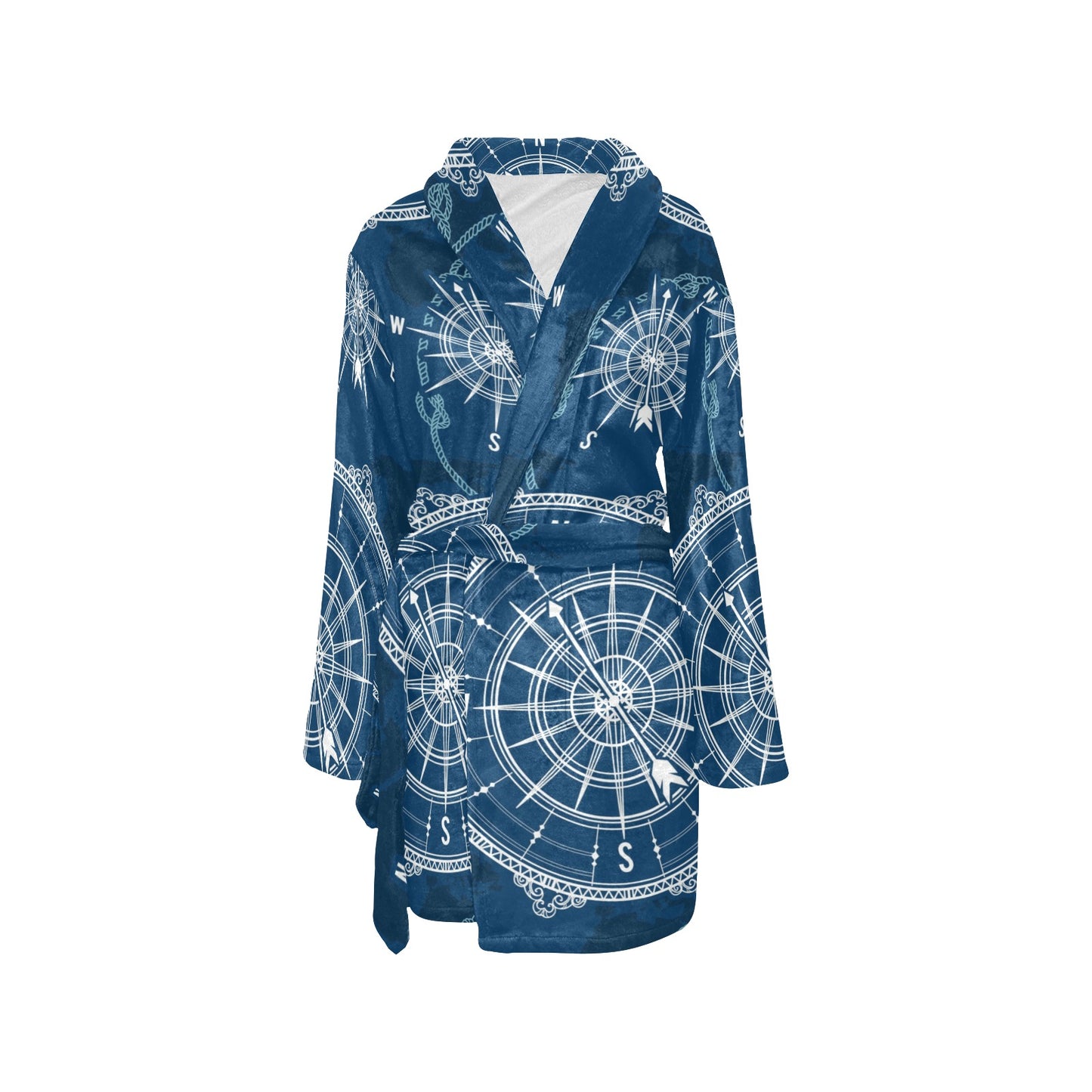 Nautical Compass Print Women's Fleece Robe