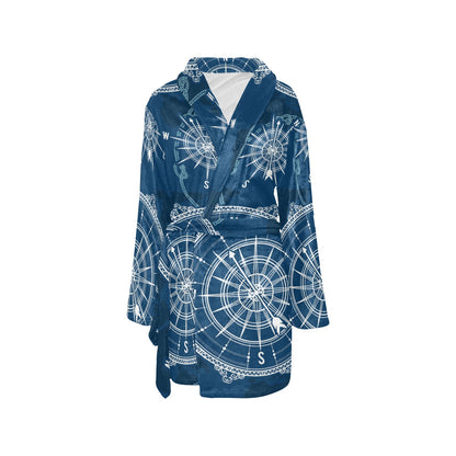 Nautical Compass Print Women's Fleece Robe