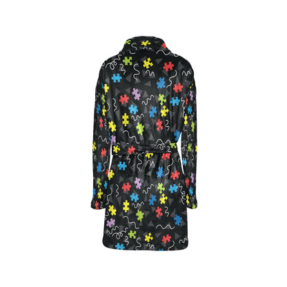 Autism Awareness Pattern Print Design 01 Women's Fleece Robe