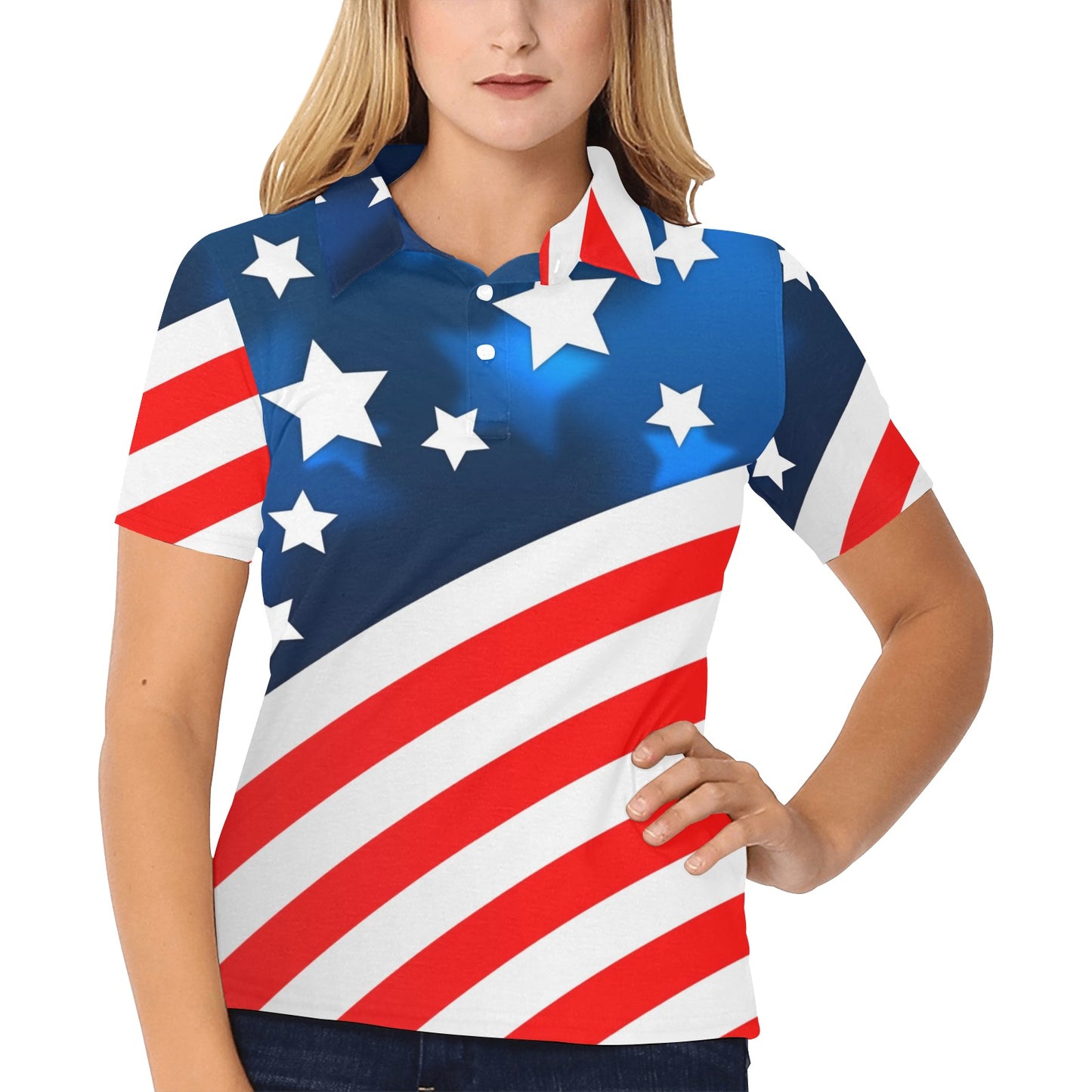 American flag Style Women's Polo Shirt