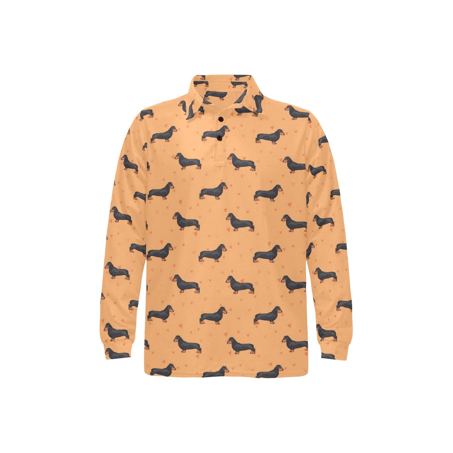 Dachshund Draw Print Pattern Long Sleeve Polo Shirt For Men's