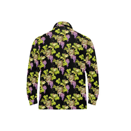 Grape Pattern Print Design GP04 Long Sleeve Polo Shirt For Men's