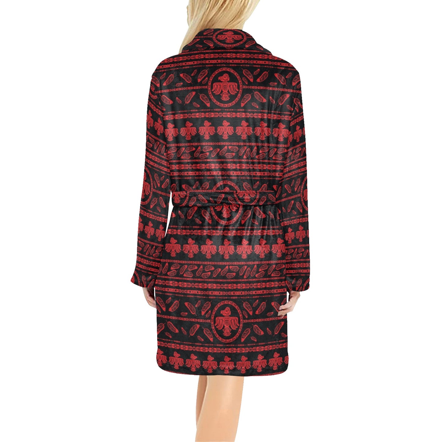 Native American Eagle Themed Print Women's Fleece Robe