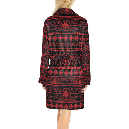 Native American Eagle Themed Print Women's Fleece Robe