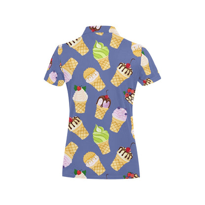 Ice Cream Pattern Print Design IC03 Women's Polo Shirt