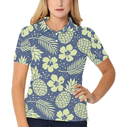Pineapple Pattern Print Design PP07 Women's Polo Shirt