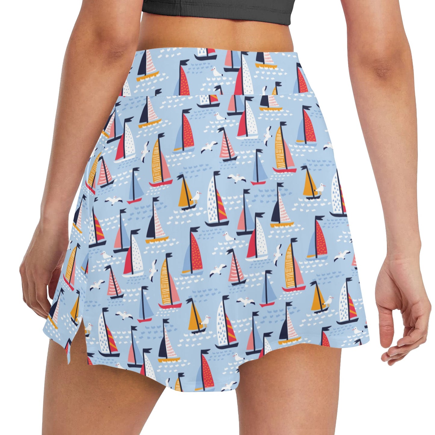 Sailboat Print Design LKS304 17" Golf & Pickleball Skort with Pockets