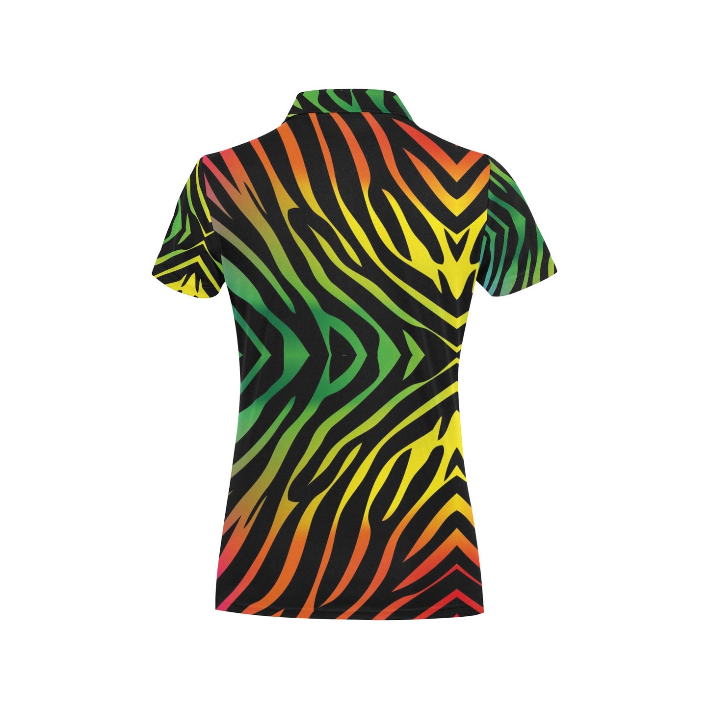 Rainbow Zebra Themed Print Women's Polo Shirt