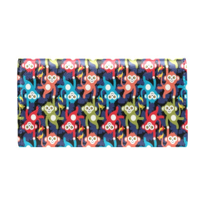 Monkey Colorful Design Themed Print Women's Trifold Wallet