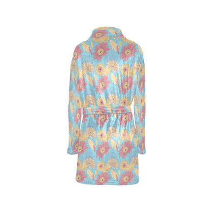 Gerberas Pattern Print Design GB04 Women's Fleece Robe
