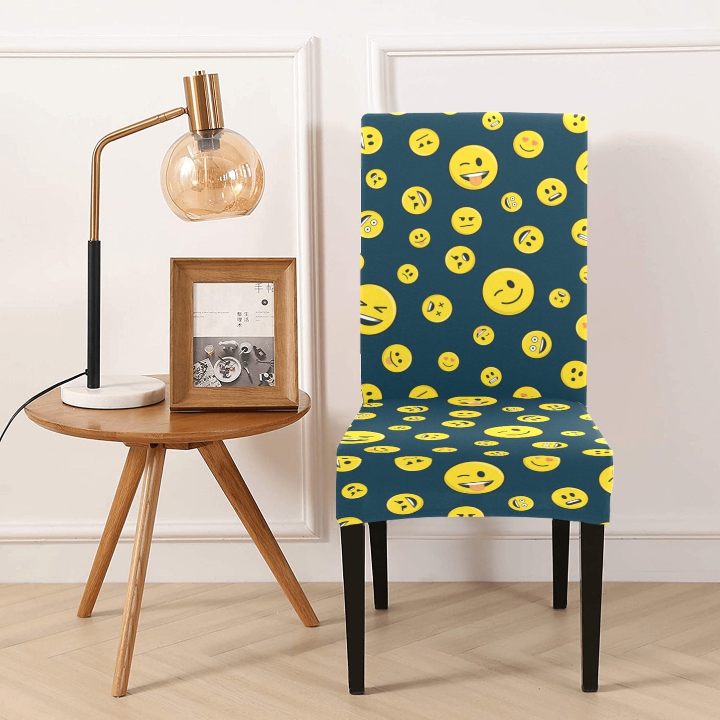Smiley Face Emoji Print Design LKS301 Dining Chair Slipcover