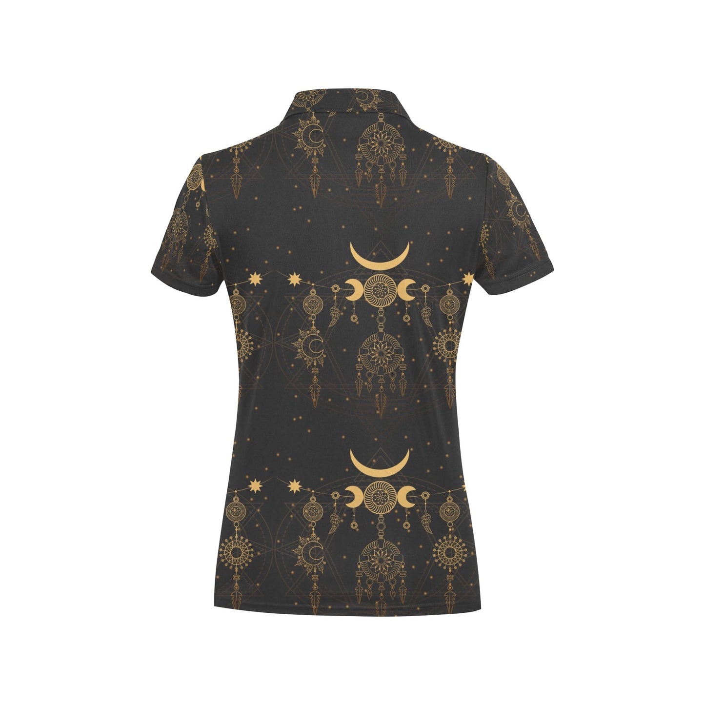 Sun Moon Boho Style Women's Polo Shirt