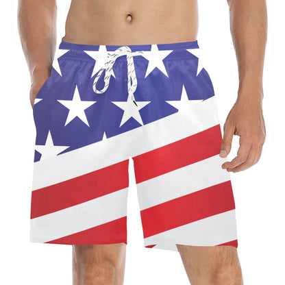 American flag Print Men's Swim Trunks Beach Shorts